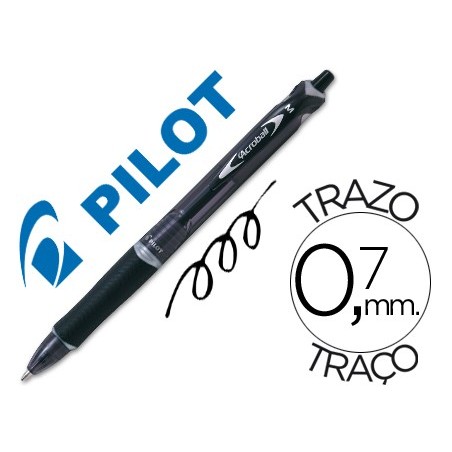 Boligrafo pilot acroball negro tinta aceite punta de bola de 10mm retractil