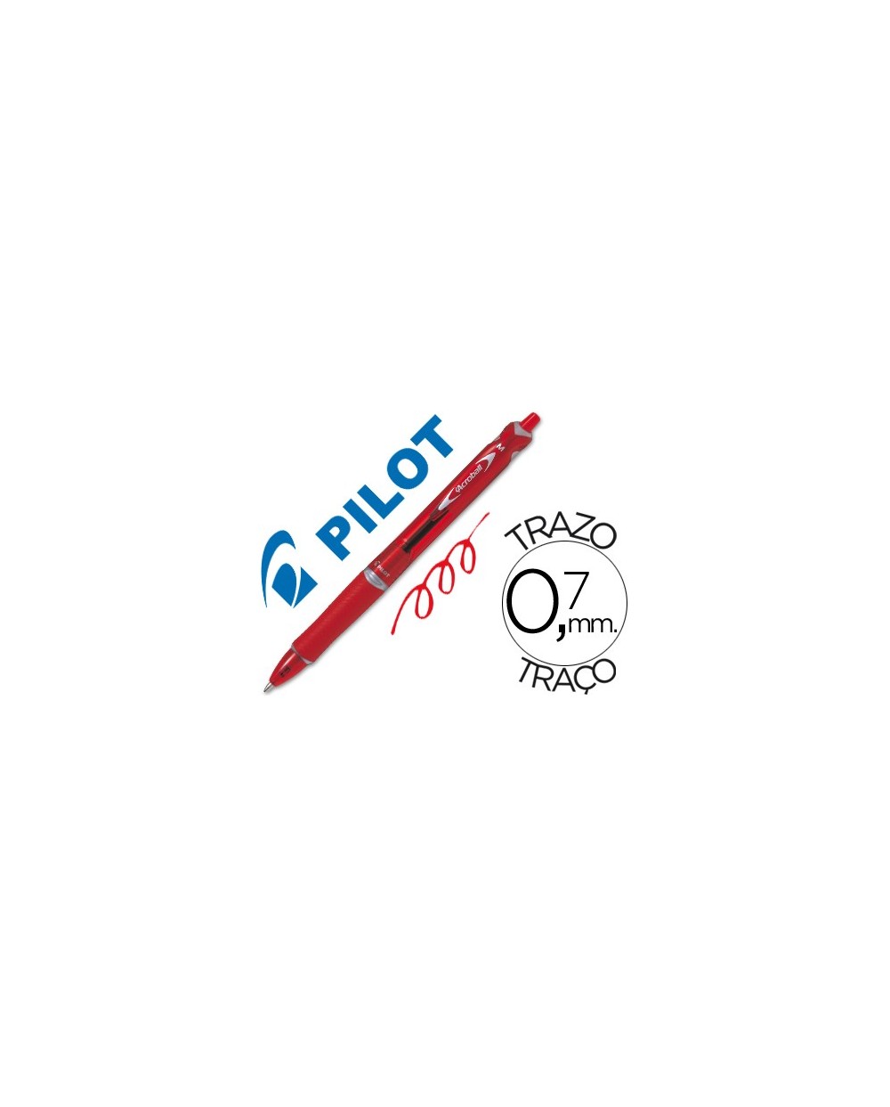 Boligrafo pilot acroball rojo tinta aceite punta de bola de 10mm retractil