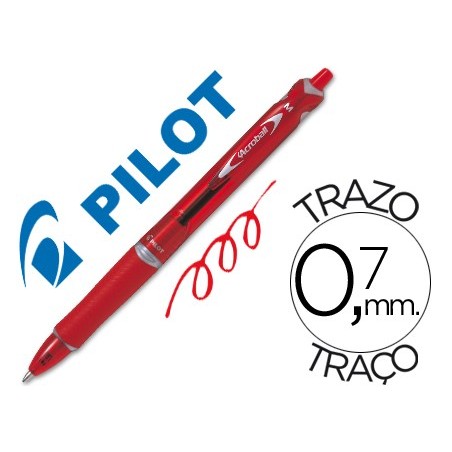 Boligrafo pilot acroball rojo tinta aceite punta de bola de 10mm retractil