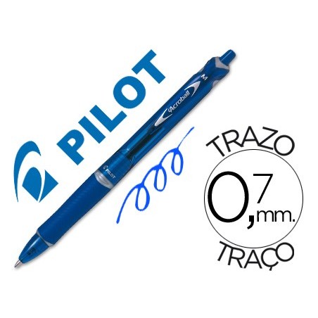 Boligrafo pilot acroball azul tinta aceite punta de bola de 10mm retractil