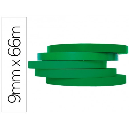 Cinta adhesiva q connect 66m x 9mm verde para cerrar bolsas