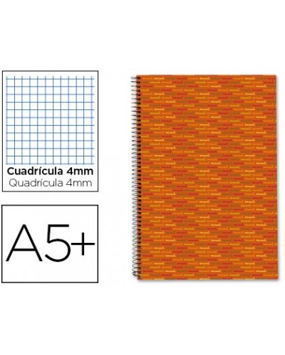 Cuaderno espiral liderpapel cuarto multilider tapa forrada 80h 80 gr cuadro 4mm con margen naranja