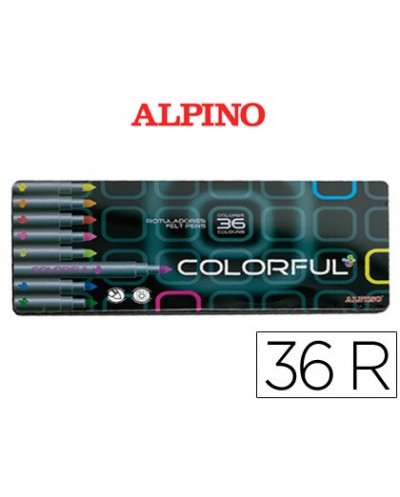 Rotulador alpino colorful c de 36 caja metal