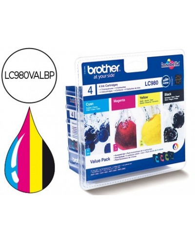 Ink jet brother lc 980bk dcp 145 dcp 165 mfc 250 mfc 290 negro magenta amarillo cian pack4