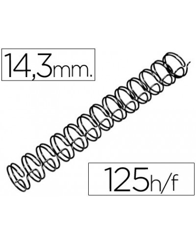 Espiral wire 3 1 143 mm n9 negro capacidad 125 hojas caja de 100 unidades