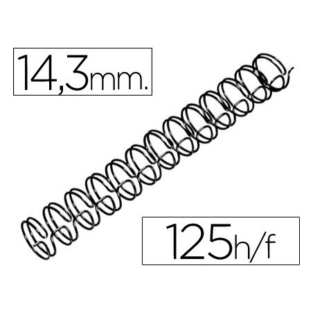 Espiral wire 3 1 143 mm n9 negro capacidad 125 hojas caja de 100 unidades