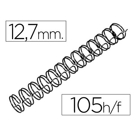Espiral wire 3 1 127 mm n8 negro capacidad 105 hojas caja de 100 unidades