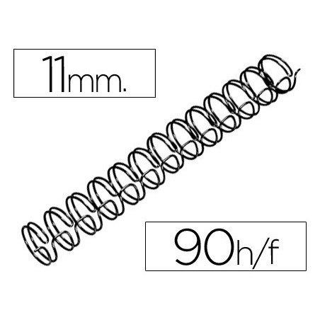 Espiral wire 3 1 11 mm n7 negro capacidad 90 hojas caja de 100 unidades