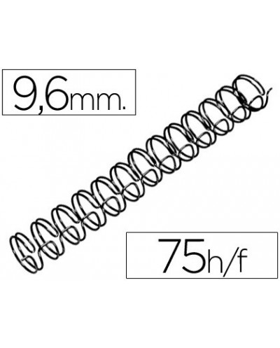 Espiral wire 3 1 96 mm n6 negro capacidad 75 hojas caja de 100 unidades