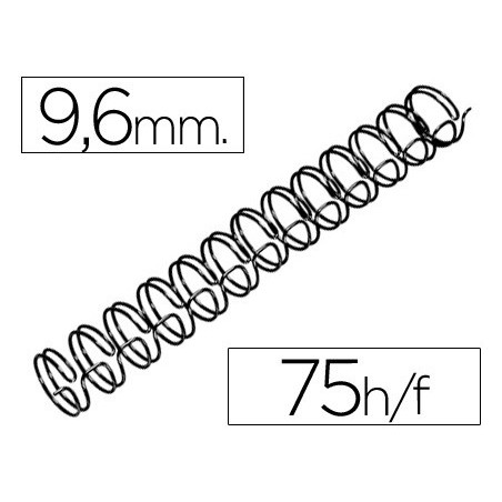 Espiral wire 3 1 96 mm n6 negro capacidad 75 hojas caja de 100 unidades