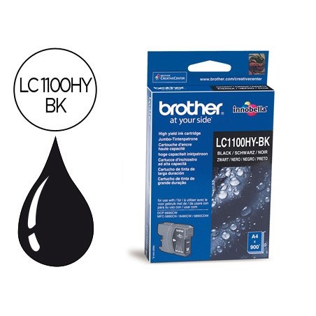 Ink jet brother lc 1100bk negro alta capacidad 900 pag