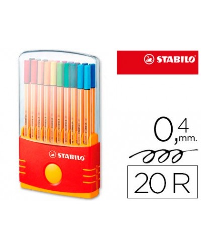 Rotulador stabilo punta de fibra point 88 color parade estuche de 20 rotuladores