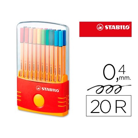 Rotulador stabilo punta de fibra point 88 color parade estuche de 20 rotuladores