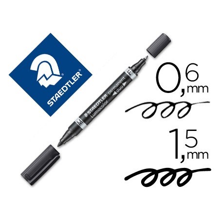 Rotulador staedtler lumocolor permanente duo 348 negro punta f 06 mm punta m 15 mm