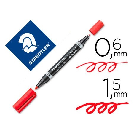 Rotulador staedtler lumocolor permanente duo 348 rojo punta f 06 mm punta m 15 mm