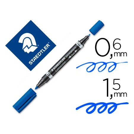 Rotulador staedtler lumocolor permanente duo 348 azul punta f 06 mm punta m 15 mm