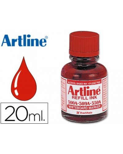 Tinta artline rojo para rotulador pizarra blanca 500 a frasco de 20 ml