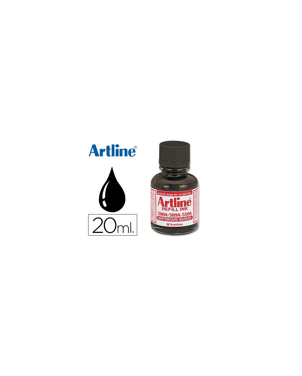 Tinta artline negro para rotulador pizarra blanca 500 a frasco de 20 ml