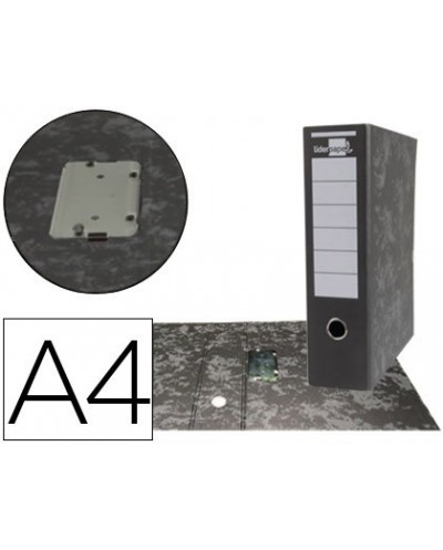 Archivador de palanca liderpapel carton forrado din a4 jaspeado negro sin caja mecanismo palanca desmontado