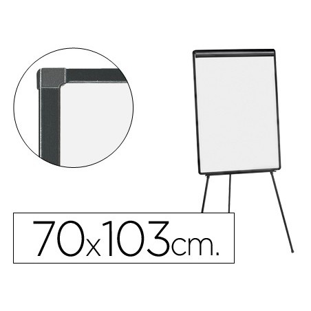 Pizarra blanca q connect con tripode 100x70 cm para convenciones superficie laminada marco negro
