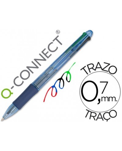 Boligrafo q connect 4 en 1 tinta 4 colores retractil con sujecion de caucho