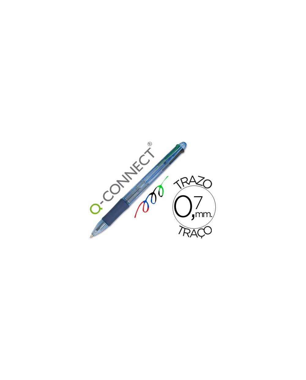 Boligrafo q connect 4 en 1 tinta 4 colores retractil con sujecion de caucho