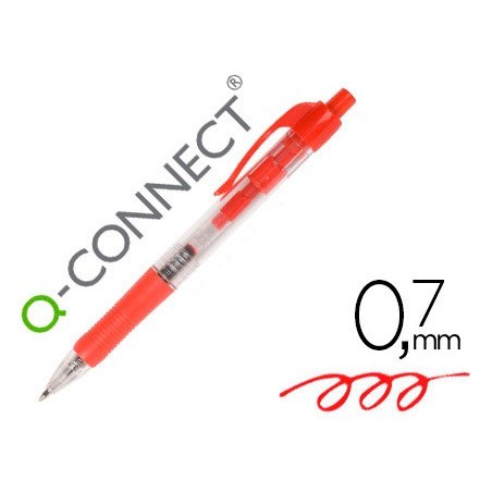 Boligrafo q connect rojo retractil con sujecion de caucho