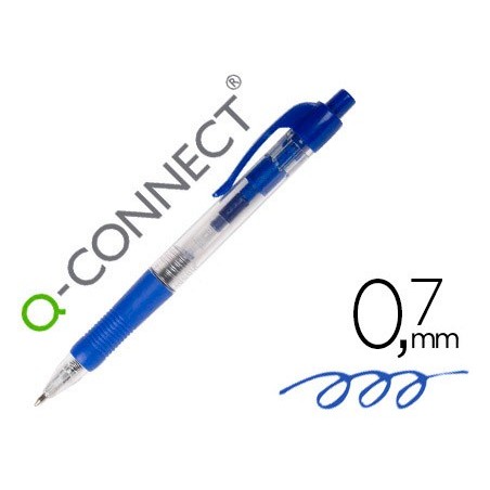 Boligrafo q connect azul retractil con sujecion de caucho