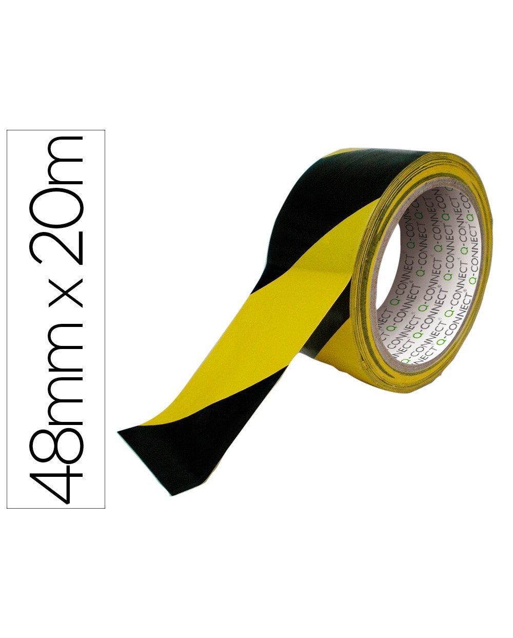 Cinta adhesiva q connect de seguridad amarilla y negra 20 mt x 48 mm