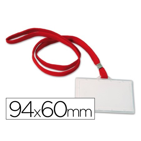 Identificador q connect kf03303 con cordon plano rojo y apertura lateral 94x60 mm