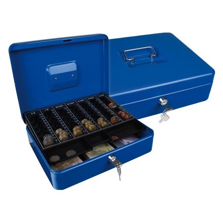 Caja caudales q connect 12 300x240x90 mm azul con portamonedas