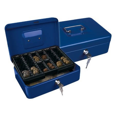 Caja caudales q connect 10 250x180x90 mm azul con portamonedas