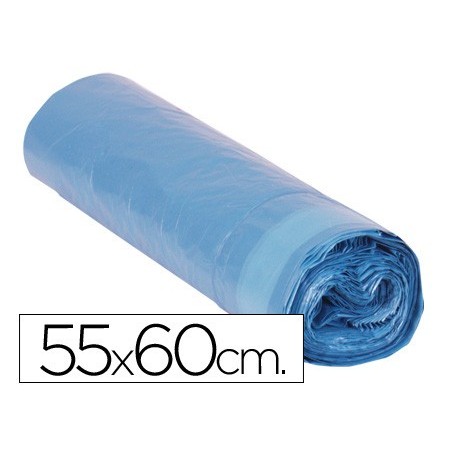 Bolsa basura domestica azul cierra facil 55x60 galga 120 rollo de 20 unidades