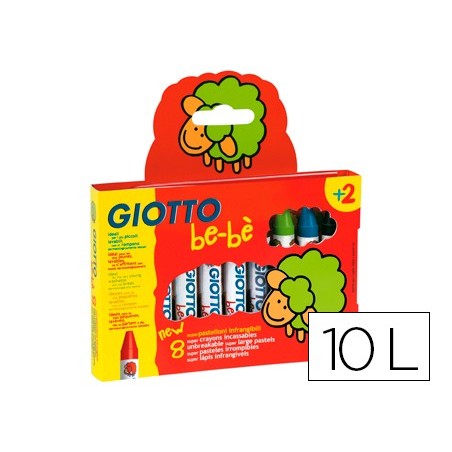 Lapices cera giotto super bebe caja de 10 colores surtidos sacapuntas