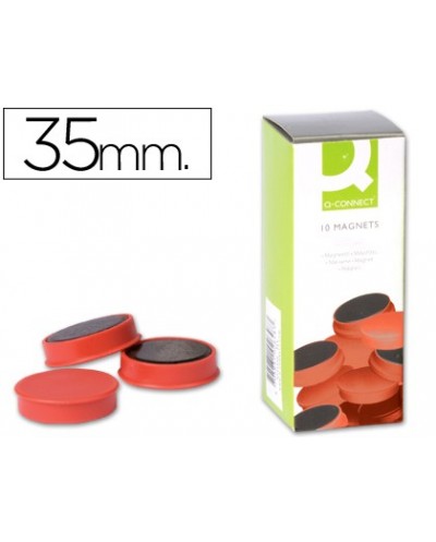 Imanes para sujecion q connect ideal para pizarras magneticas35 mm rojo caja de 10 imanes