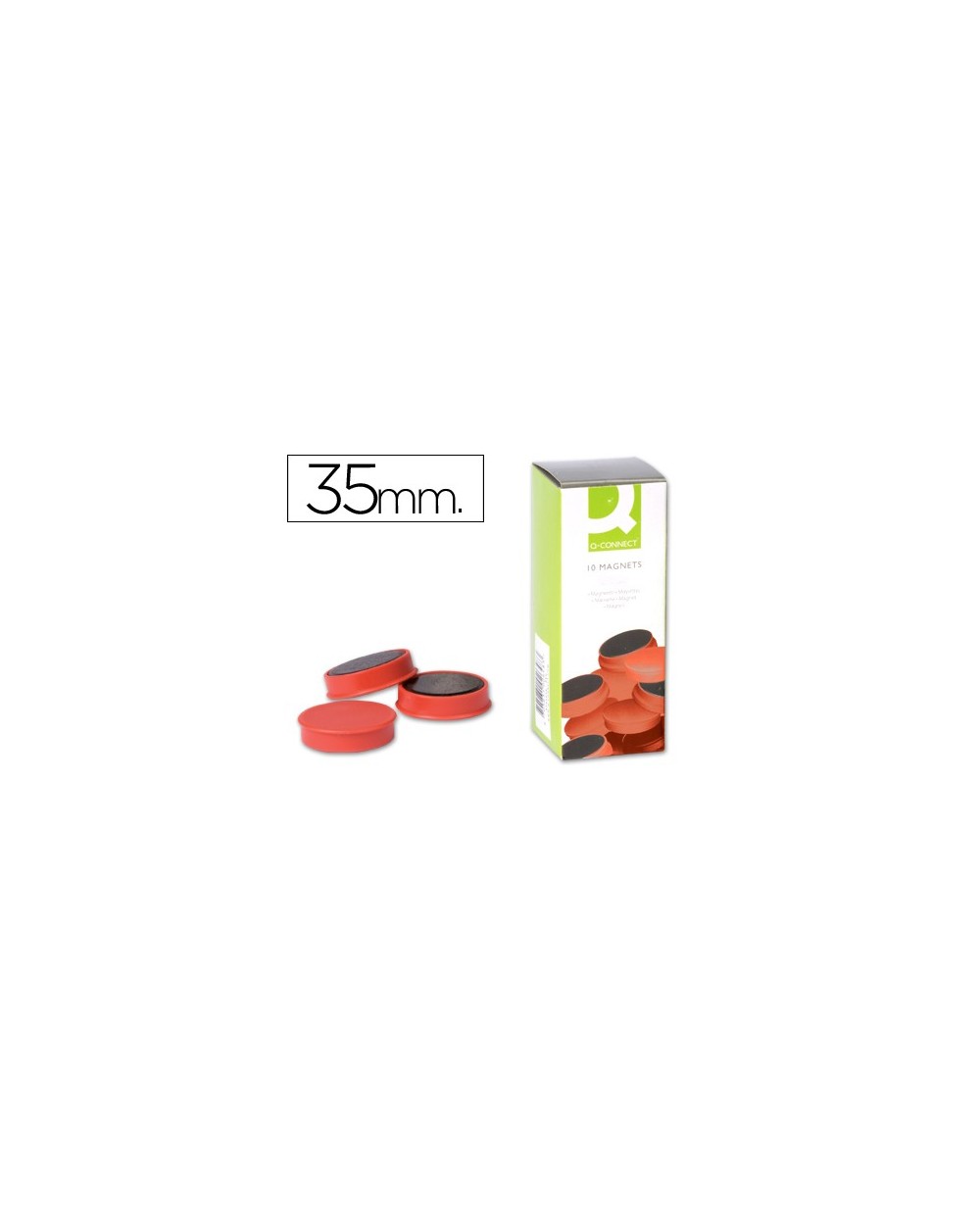 Imanes para sujecion q connect ideal para pizarras magneticas35 mm rojo caja de 10 imanes