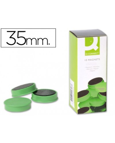 Imanes para sujecion q connect ideal para pizarras magneticas35 mm verde caja de 10 imanes