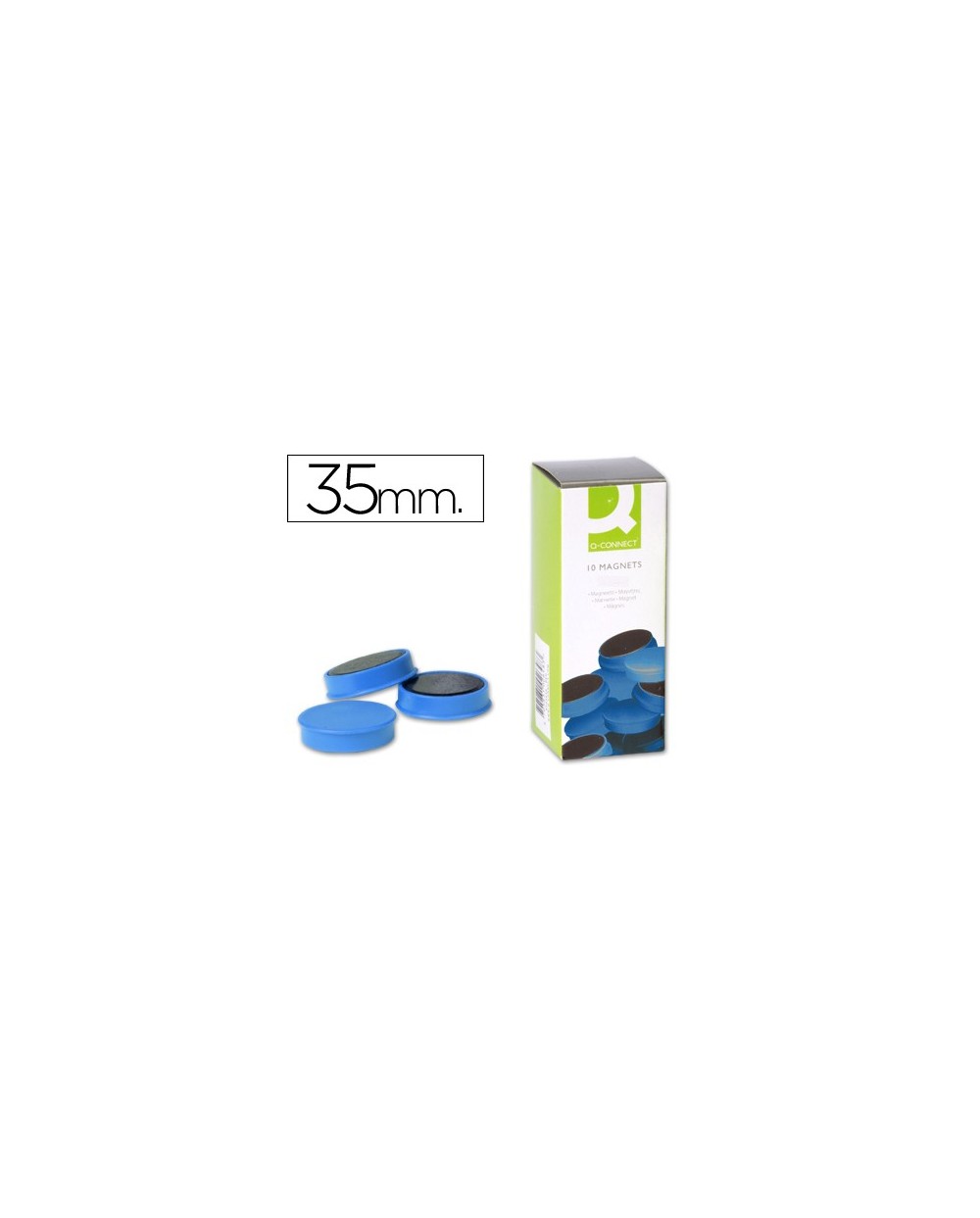Imanes para sujecion q connect ideal para pizarras magneticas35 mm azul caja de 10 imanes