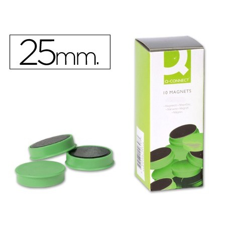Imanes para sujecion q connect ideal para pizarras magneticas25 mm verde caja de 10 imanes