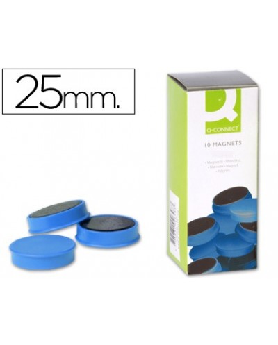 Imanes para sujecion q connect ideal para pizarras magneticas25 mm azul caja de 10 imanes