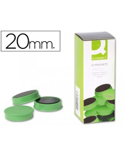 Imanes para sujecion q connect ideal para pizarras magneticas20 mm verde caja de 10 imanes