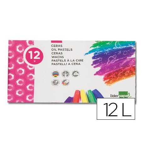 Lapices cera blanda liderpapel caja de 12 colores