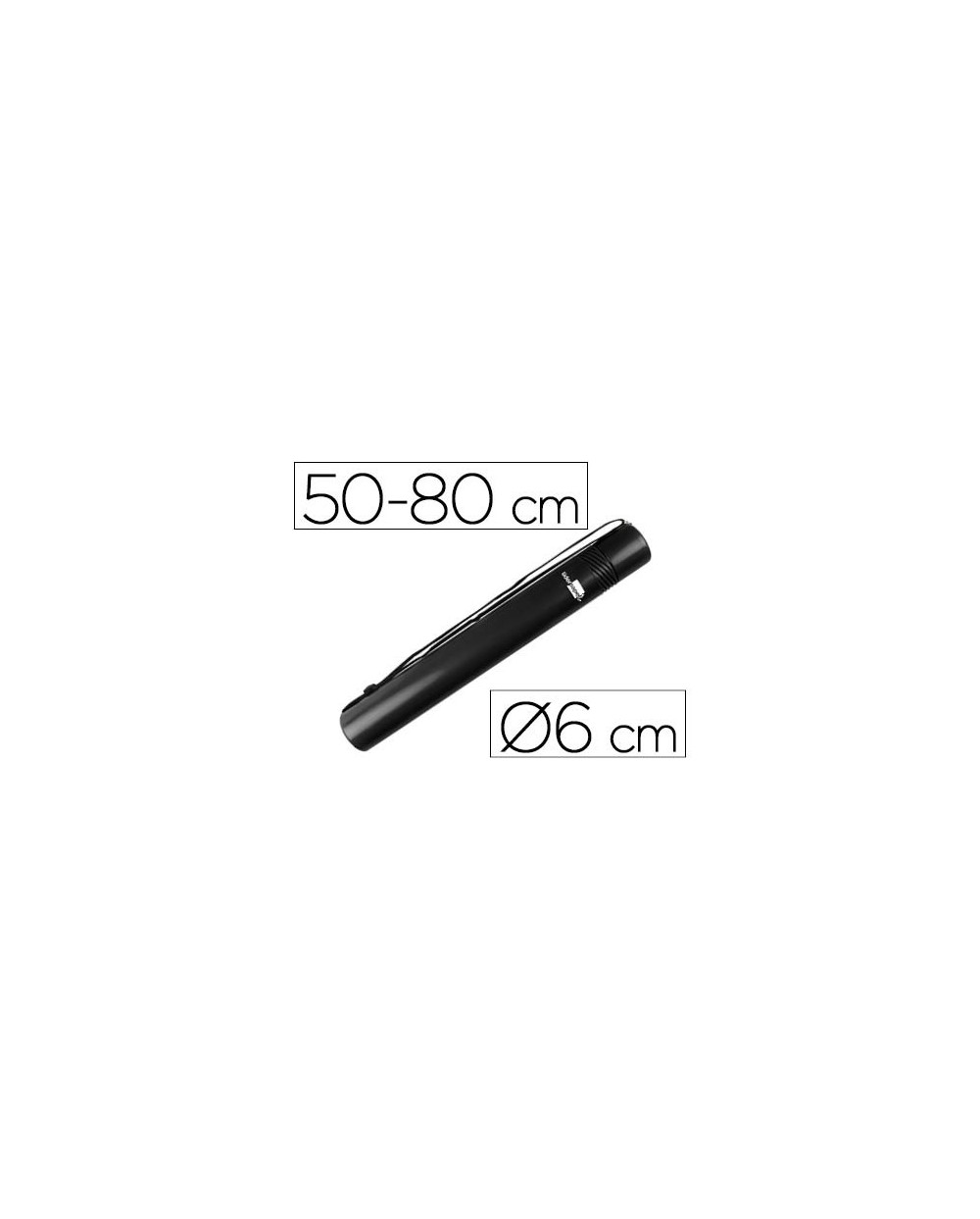 Portaplanos plastico liderpapel diametro 6 cm extensible hasta 80 negro