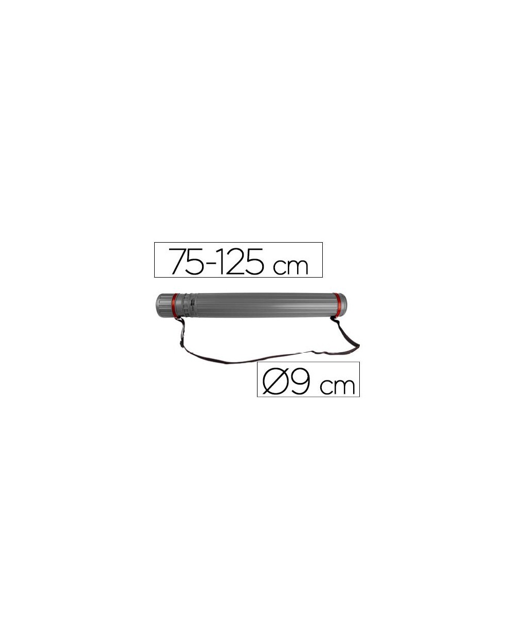 Portaplanos plastico liderpapel diametro 9 cm extensible hasta 125 cm gris