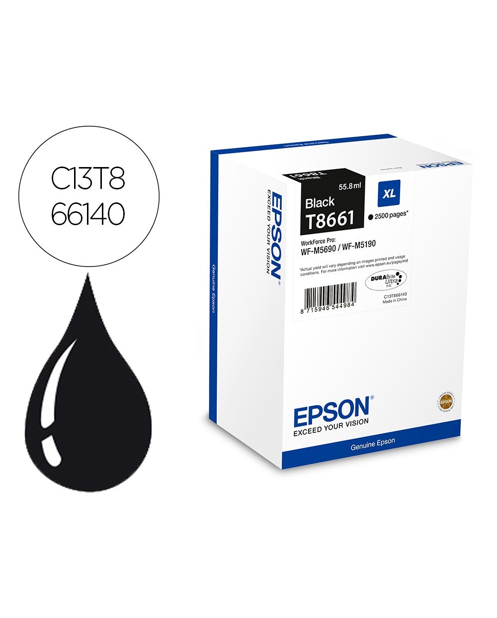 Ink jet epson t8661 negro xl wf m5190dw m5690dwf