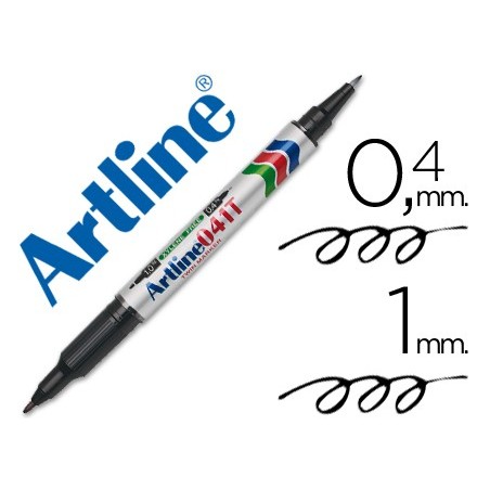 Rotulador artline marcador permanente ek 041t negro doble punta 04 y 10 mm