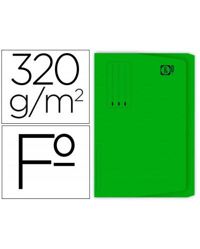 Subcarpeta cartulina gio folio pocket verde con bolsa y solapa 250gr