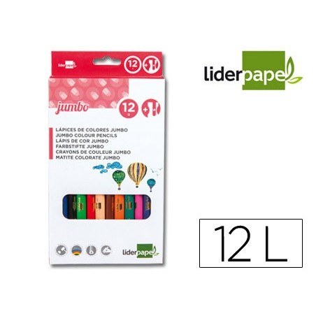 Lapices de colores liderpapel c de 12 colores jumbo con sacapuntas