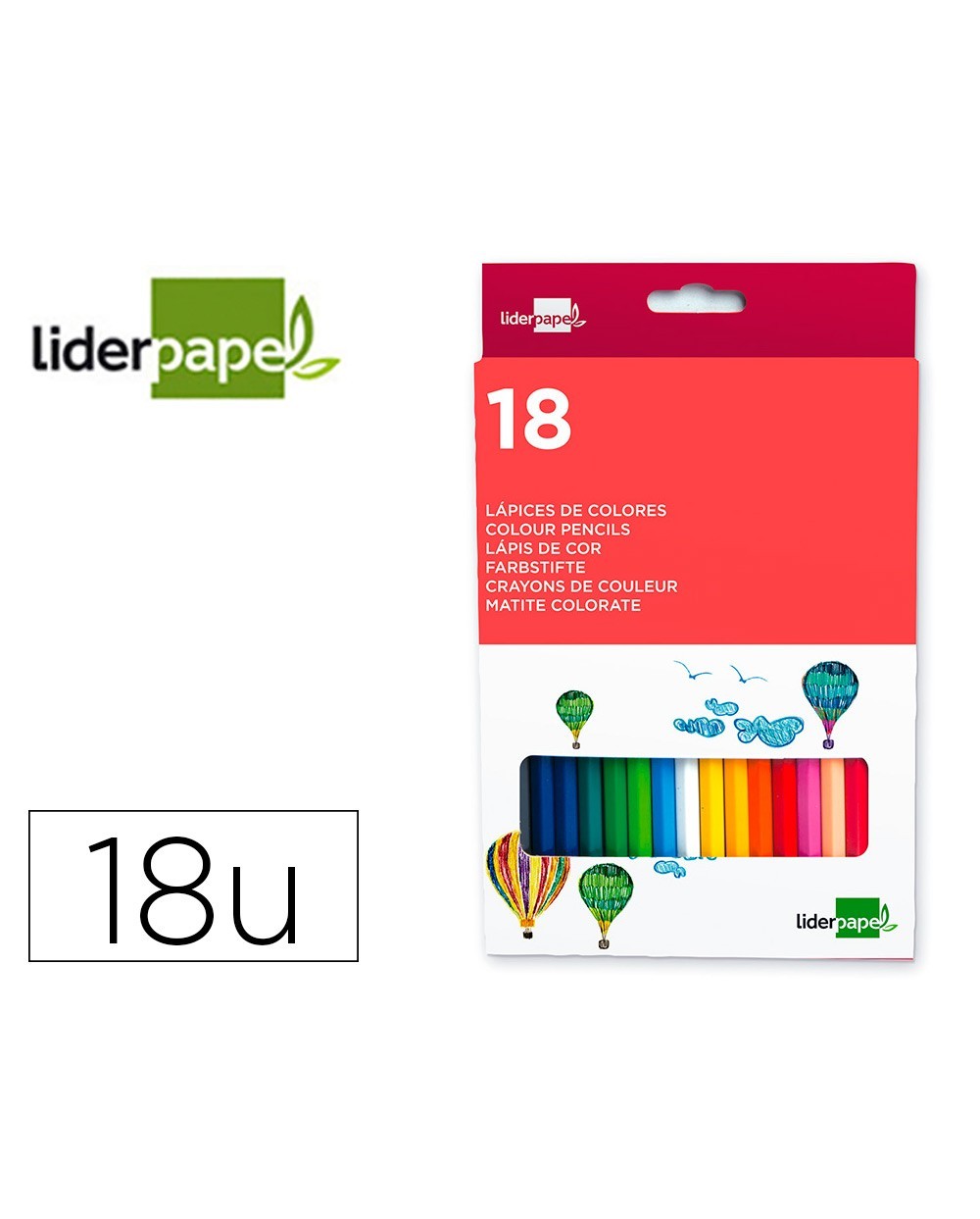 Lapices de colores liderpapel caja de 18 colores