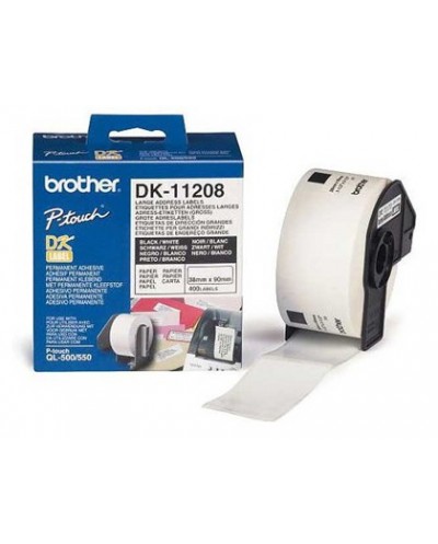 Etiqueta adhesiva brother dk11208 tamano 38x90 mm para impresoras de etiquetas ql 400 etiquetas 